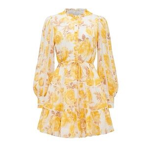 Ever New Valencia Lace Trim & Linen Mini Dress